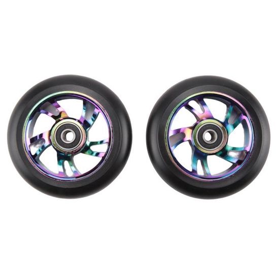 Lot De 2 Roues De Scooter 100mm En Alliage Aluminium - Polyuréthane, Avec Roulements, Remplacement Freestyle - 2