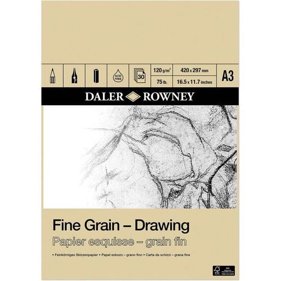 DALER-ROWNEY Ebony - Carnet De Croquis Spiralé Couverture Rigide 50 Feuilles A5 - 160g/m²