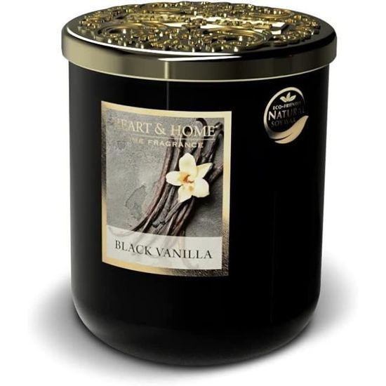 HEART & HOME - Bougie parfumée à base de cire naturelle de soja pour la maison - Petite jarre Bois de santal vanille - Durée de combustion 30h - Cadeau, décoration et