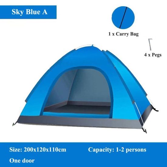 Tente Automatique Quick 4 Personnes - Ouverture Rapide, Protection UV, Imperméable, 2 Portes