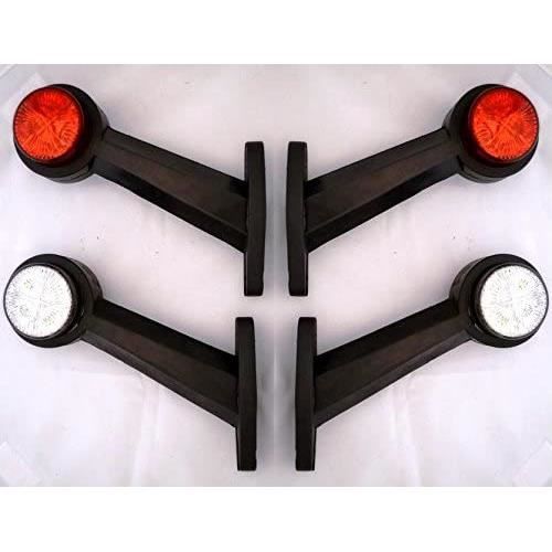 Lot De 4 Feux De Gabarit LED 12-24V Blanc/Rouge - Pour Camion, Caravane, Remorque