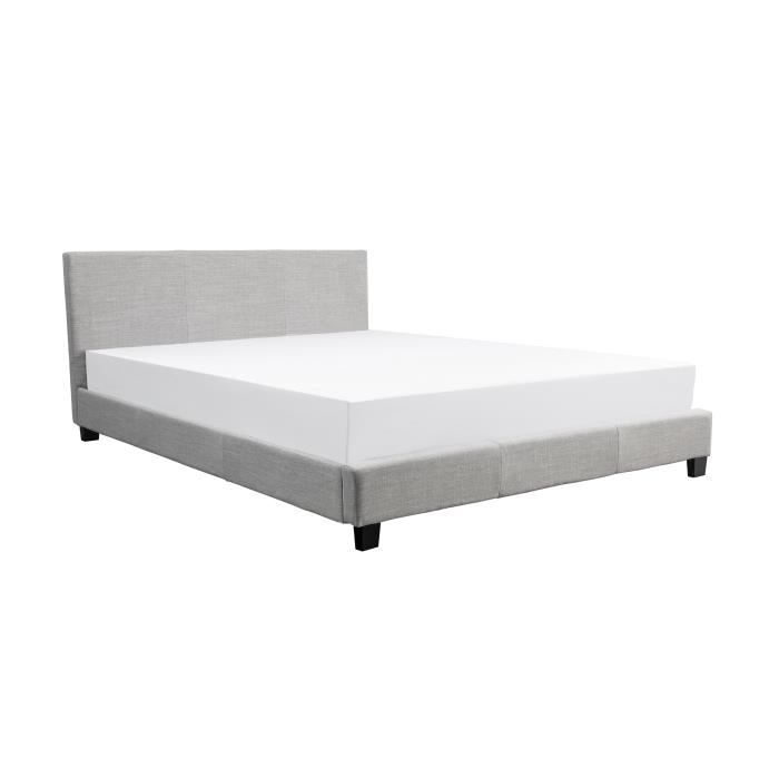 Monaco Lit Adulte Contemporain Tissu Gris Clair Sommier Et Tete De Lit Inclus L 140 X L 190 Cm Cdiscount Maison