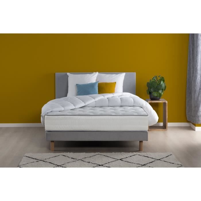 Pack Complet Matelas 140 x 190 cm + sommier + couette + 2 oreillers - 24 cm - DEKO DREAM Malin