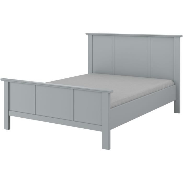 Manon Lit Adulte Classique Gris 140x190 Cm Achat Vente
