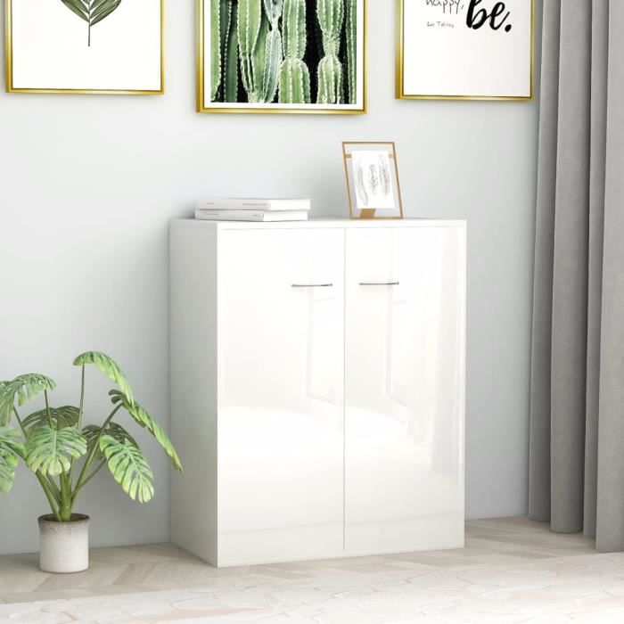 HAO Buffet Blanc brillant 60x30x75 cm Aggloméré