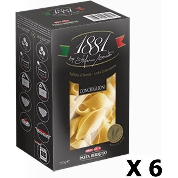 Lot 6x Pâtes italiennes Conchiglioni - 1881 Pasta Berruto - paquet 250g