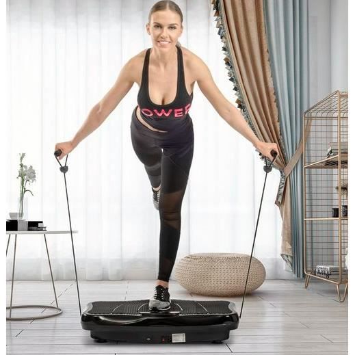 Plateforme Vibrante et Oscillante Double Moteur 3D pour Musculation et Fitness, LCD, 200W + 200W,5 programmes - Noir