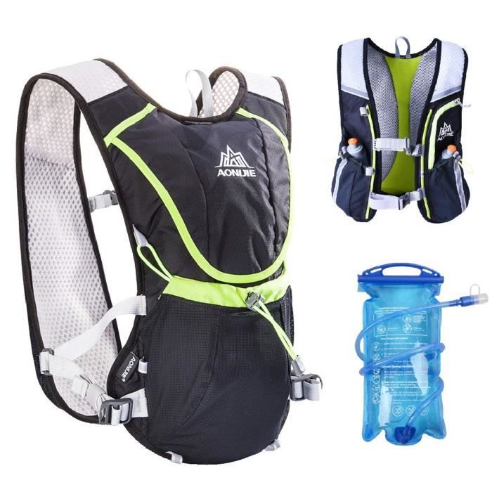 Hydration Pack Sac à Dos Professionnel 8L à l'extérieur Mochilas Trail Marathoner Course à Pied Vélo d'hydratation Gilet, Noir