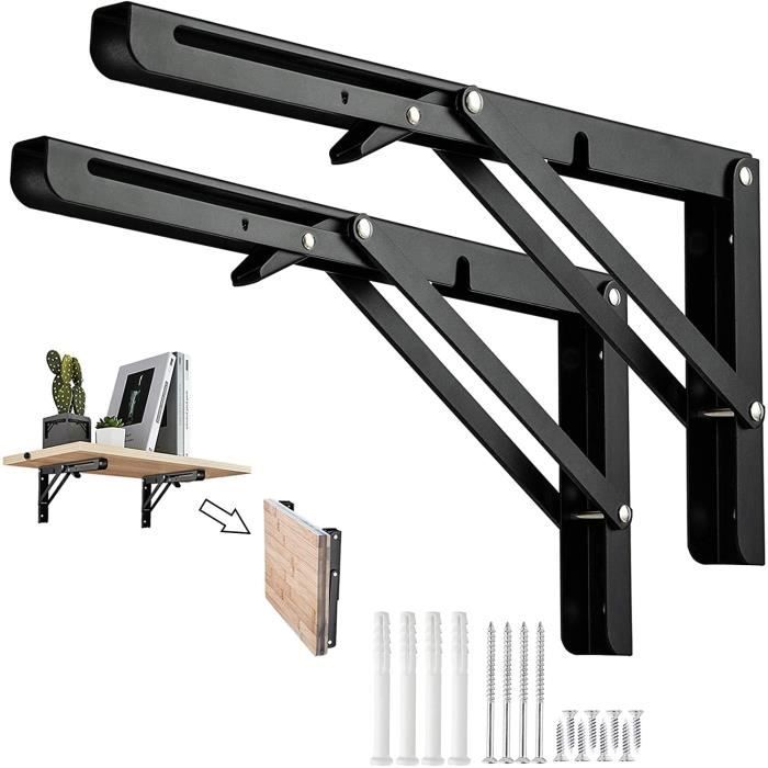 Equerre Etagere 400mm, Support Console Pliable, Acier Inoxydable Equerre Rabattable Murale, 80KG/176lbs Porteur,Lot de 2