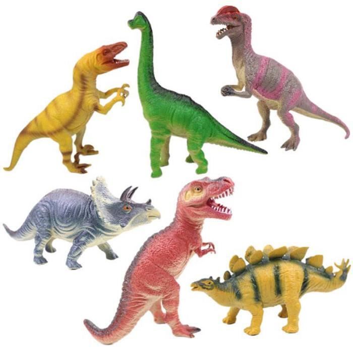 6 pcs / lot Monde Dinosaure En Plastique Modèles sonores Figure Jouets de Bande Dessinée Pour Enfants Dinosaure De Noël cadeau