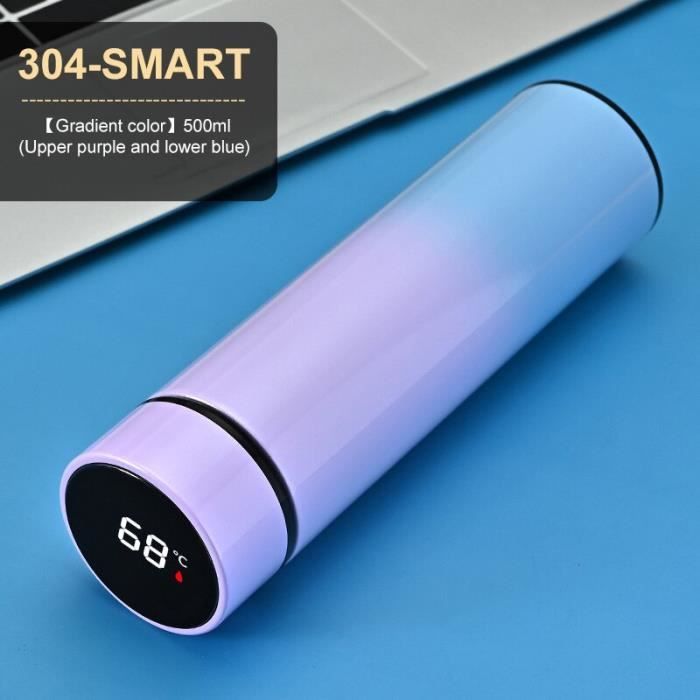 Gourde - Bouteille isotherme,500ml Bouteille D'eau Intelligente Intelligente En Acier Inoxydable Thermos LED - Type purpleblue