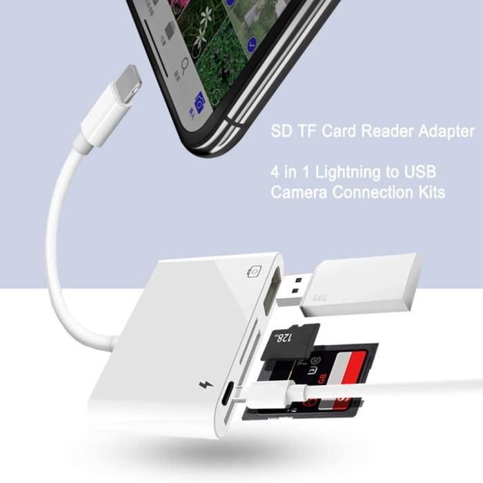 Accessoires Reflex 360°,Lecteur de carte mémoire USB OTG adaptateur approvisionnement bureau fournitures informatiques pour iPhone