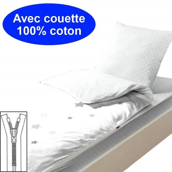 Couchage avec couette 90x140 Aqua Pompons