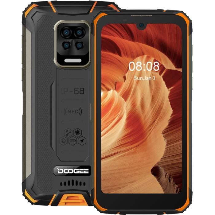 Smartphone DOOGEE S59 10050mAh Octa Core 4 + 64Go IP68 Étanche Écran 5.71'' HD+ IP68/IP69K NFC 4G Téléphone - Orange