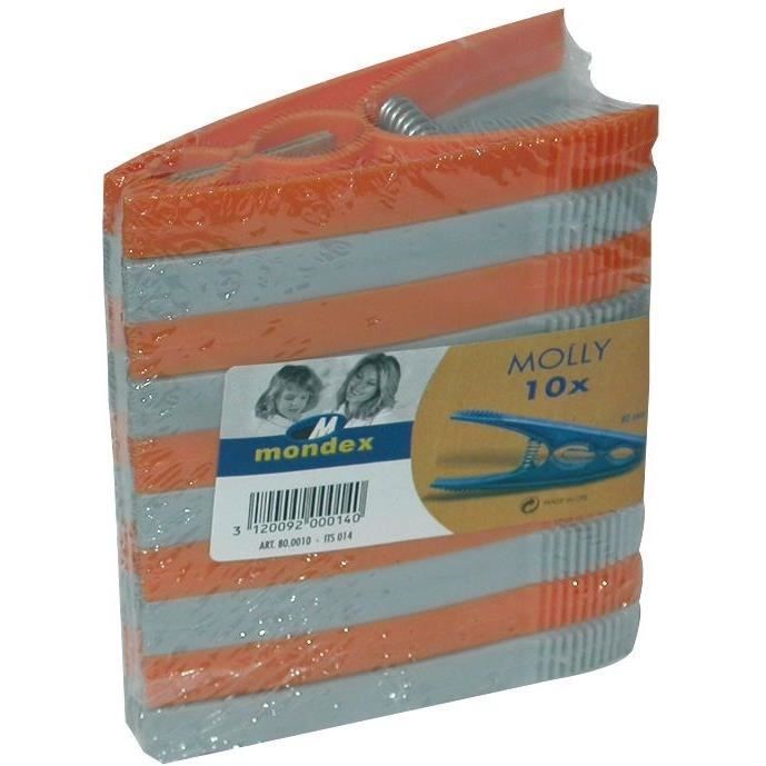 MONDEX - Pince linge plastique sachet 10 grand modèle