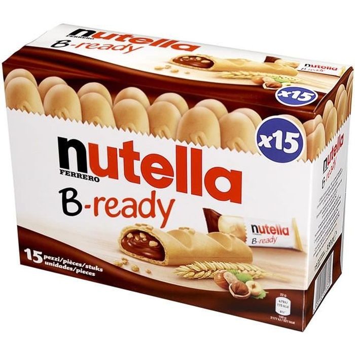 Cafe Moulu - NUTELLA : B-Ready - Barres croustillantes au Nutella 15 x 22 g