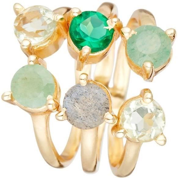 Bague Ajustable -Stella- Aventurine verte et Améthyste verte