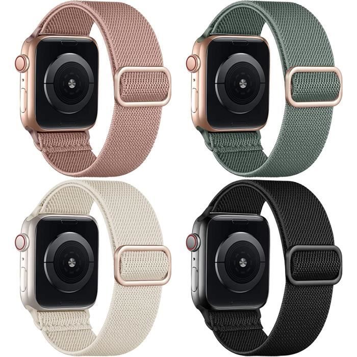 3 Pack Bracelet Compatible Bracelet Silicone Compatible avec Apple Watch Series 7 6 5 4 3 SE, 38mm/40mm/41mm-L, Noir/Rose/Fuchsia