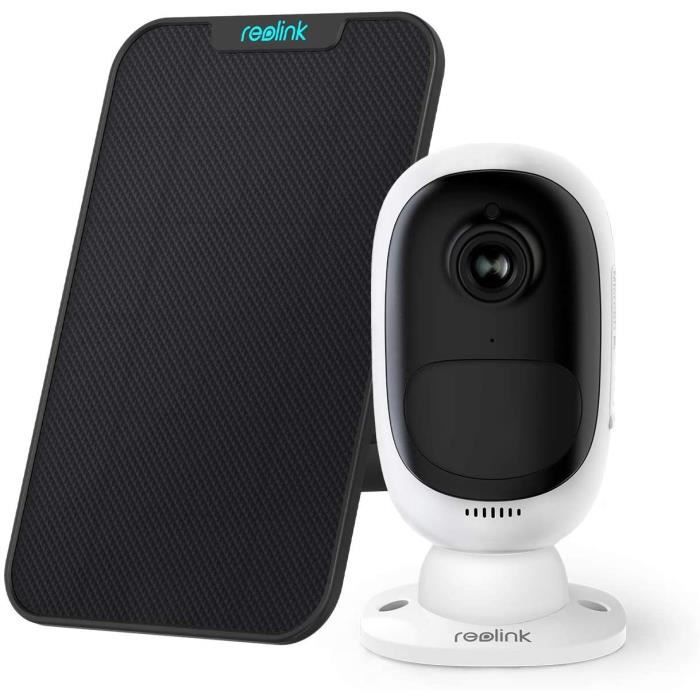 Reolink Argus 2 avec Panneau Solaire HD 1080P WiFi Caméra Surveillance sur Batterie Rechargeable Extérieure Capteur de mouvement PIR