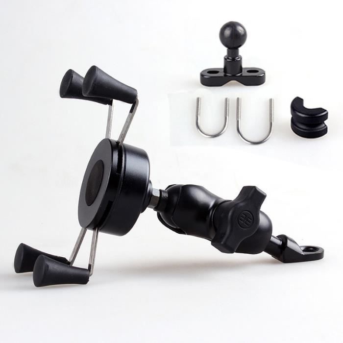 Support de téléphone mobile Moto tricycle véhicule électrique Porte-lentille de guidon type X pour navigation Équitation -Noir