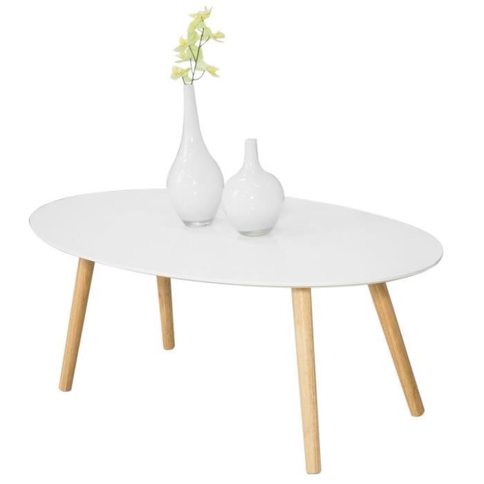 SoBuy® FBT61-W Table Basse Ovale Table d’appoint Design Moderne Table de Salon en Bois