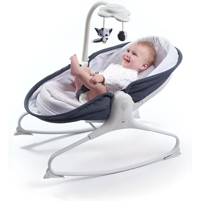 Tiny Love Rocker Napper Transat Bebe 3 en 1 Balancelle et Berceau, avec arche Musicale, Blue Jean