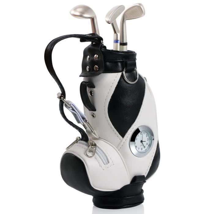 Nouveauté Porte-Stylo en Forme de Sac de Golf avec Stylos en Forme de Clubs de Golf et Horloge