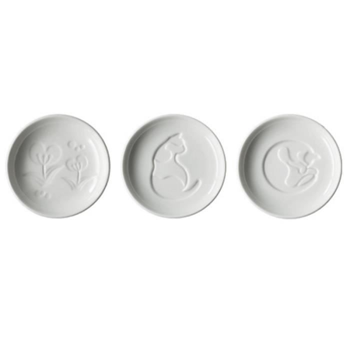 3pcs soucoupe légère mini ronde lavable plat de sauce en céramique pour Restaurant BOL