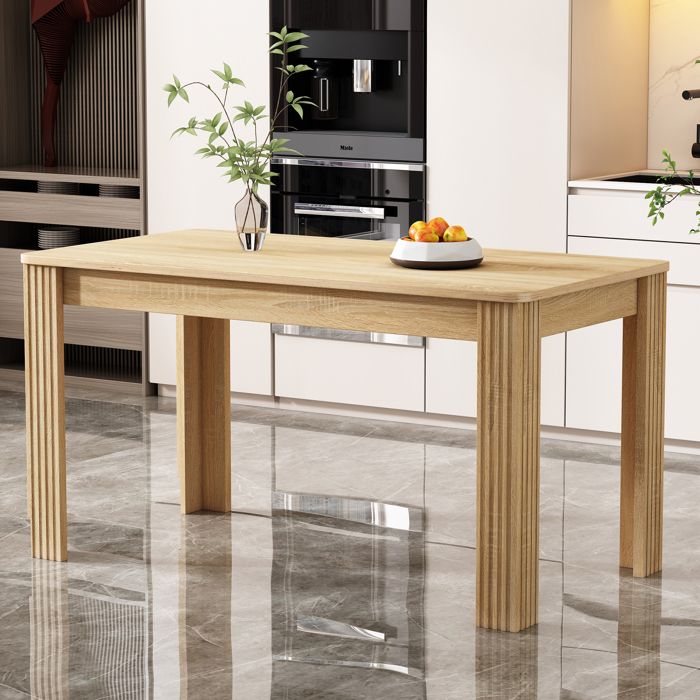 Table de Salle à Manger - Style Contemporaine - Bois Massif - Table à Café de Loisirs - Table à Manger Moderne - Couleur Chêne