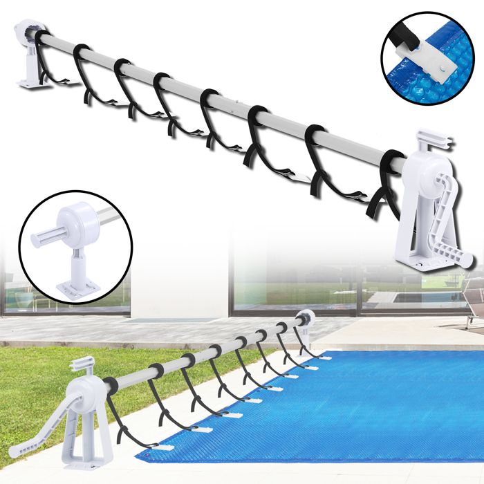 Lot De 8 Sangles De Fixation Pour Bâche De Piscine – Avec Pinces Et Velcro, Enrouleur Mobile - 12