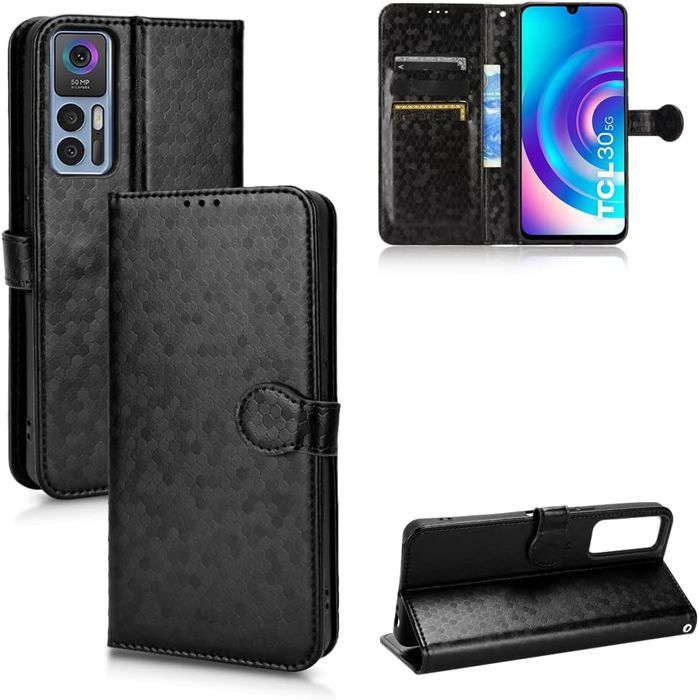 Coque Portefeuille Cuir Pour TCL 10 Pro - Étui Flip Noir - Marque SDTEK - Neuf Sous Blister