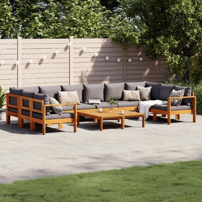 vidaXL Salon de jardin 8 pcs coussins crème - vue 4