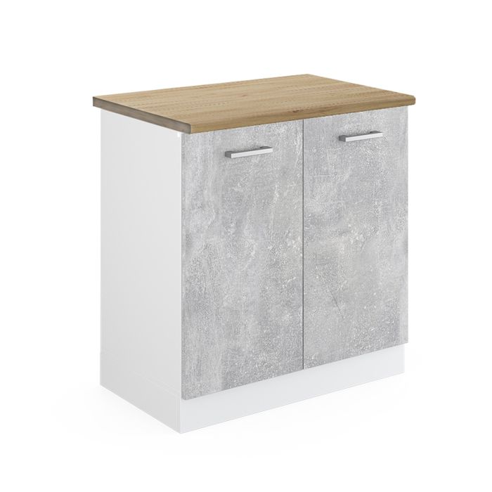 Meuble bas sous-évier R-Line 80cm PT Chêne Béton/Blanc Vicco 45859