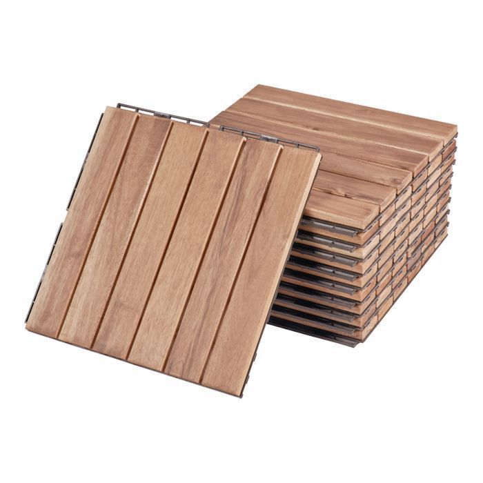 Set de 10 dalles en bois Alliste bois dacacia 6 lattes 09 m² naturel