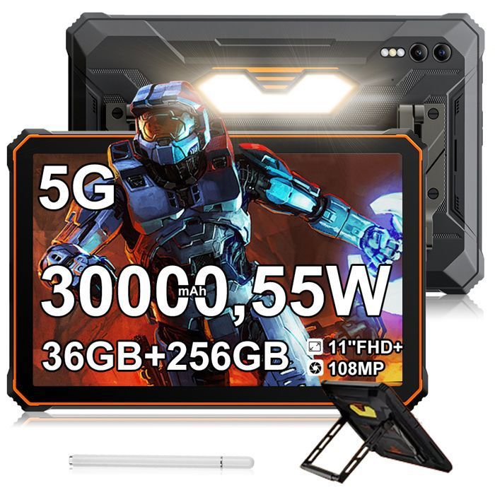 Blackview Active 10 pro Robuste Tablette Tactile 36Go + 256Go 11.0 Écran Batterie 30000mAh Tablette PC 108MP Double SIM 5G –