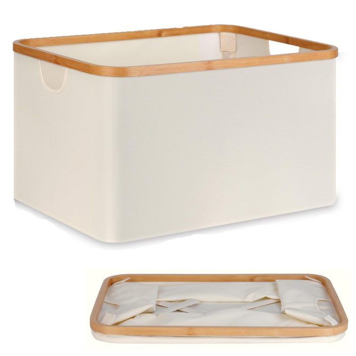 Panier à linge paniers à linge paniers à linge pliables 50L en fibres de bambou (1 pièce convient pour buanderie chambre ran