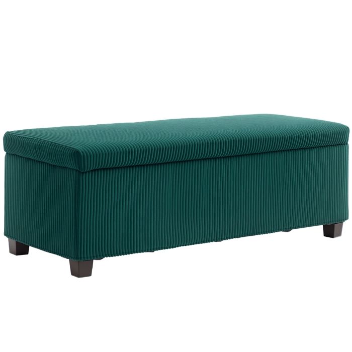 Banc de rangement bout de lit - HOMCOM - en velours côtelé avec couvercle - pour salon chambre entrée - 112 x 42 x 40 cm - vert