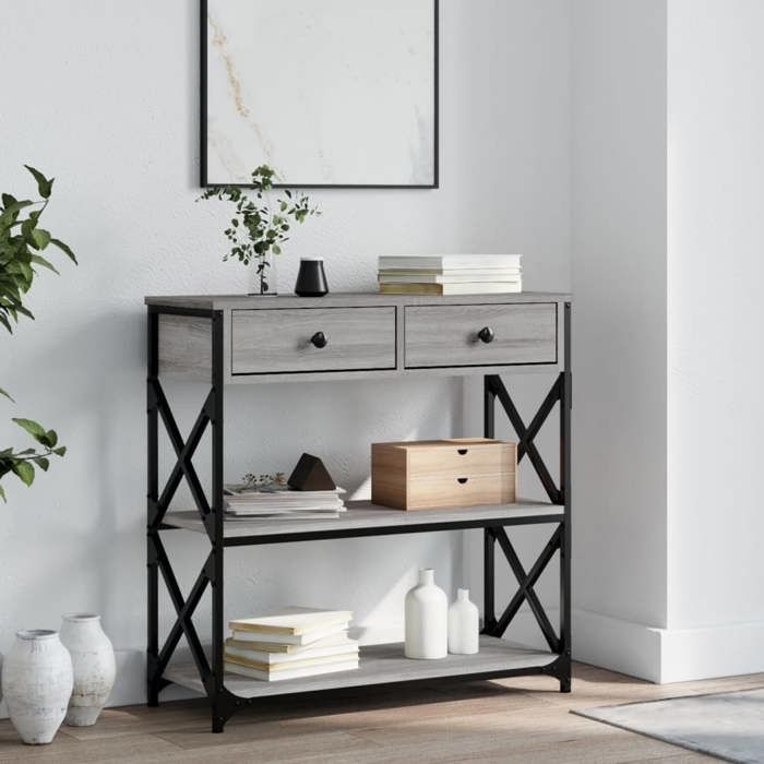 Table console-Meuble dEntrée sonoma gris 75x28x75 cm bois dingénierie SHL2649
