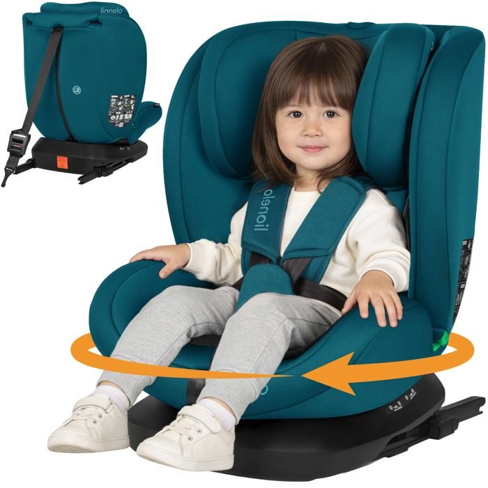 Siège auto 360° LIONELO Bastiaan i-Size - Base pivotante - ISOFIX - 40-150 cm - 0 à 12 ans - Inclinable - Groupe 0/1/2/3 - Indigo