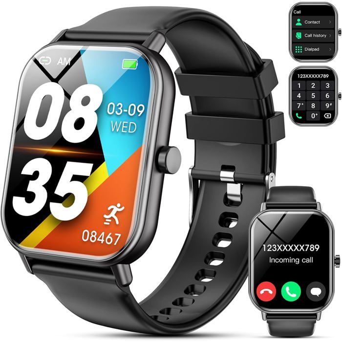 FLEUVE Montre Connectée Intelligente Homme Femme 185HD Appel Bluetooth Fitness 110+ Sports Podomètre Sommeil Cardio Spo2 IP68 - vue 2