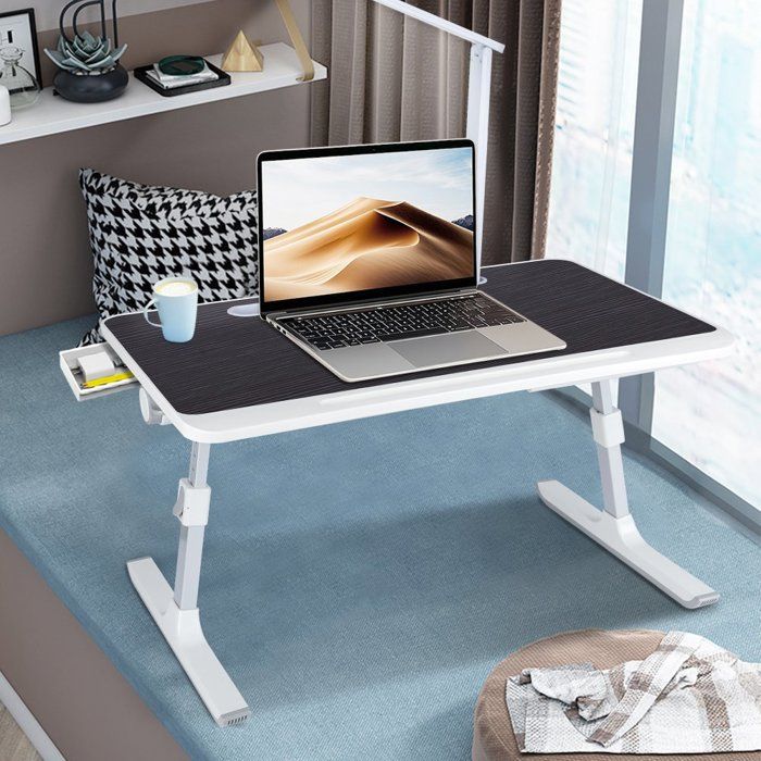 JEOBEST Lapdesk Pliable Table de Lit pour Ordinateur Portable avec tiroir Réglable en Hauteur et Angle 60*40*27-40cm