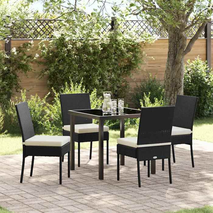 vidaXL Ensemble de salle à manger pour jardin 5 pcs Noir 3379206