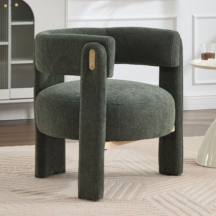 Wahson Fauteuil de Salon Confortable Fauteuil Salon avec Siège Rembourré Fauteuil Relax avec Pied Bois pour Chambre Chenille