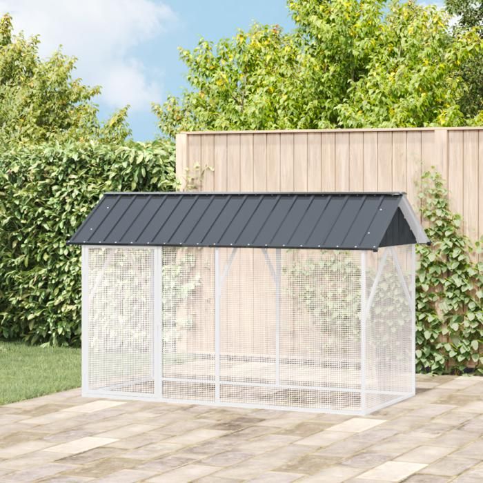 Aviary pour oiseaux Anthracite 112x227x141 cm Acier