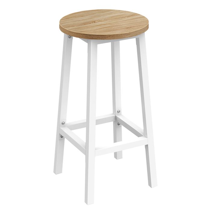 Tabouret de bar - Tabouret cuisine avec repose-pieds - Chaise de bar - Ø 32 × H 65 cm - Charge 100 kg - Sonoma / blanc