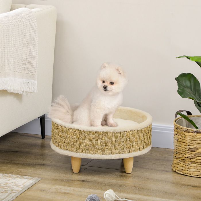 Panier Rond Cosy Chic Beige Grand Confort Coussin Moelleux pour Chien Ø48x245cm
