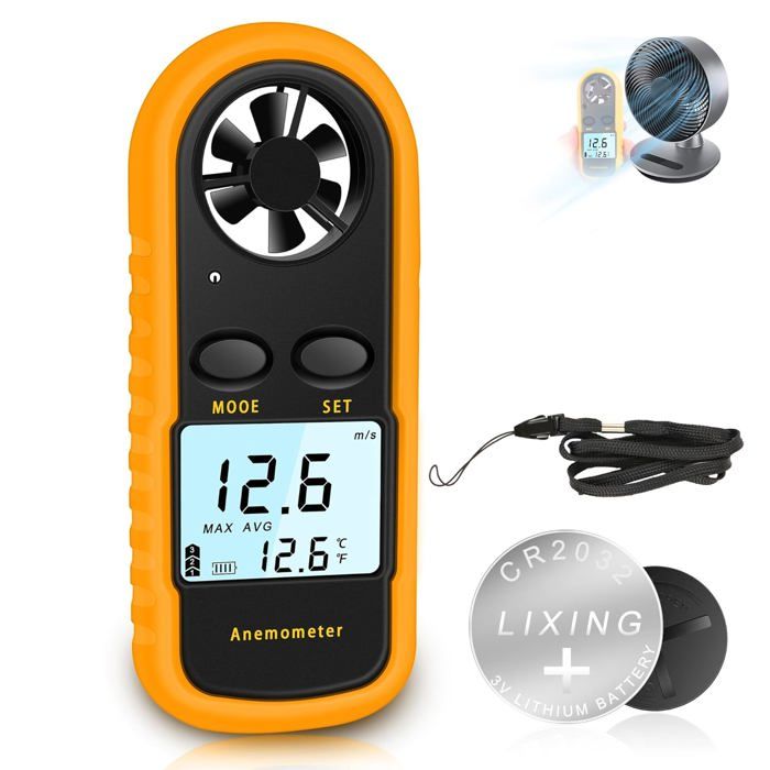 Anemometre Portable Anémomètre Numérique Haute Précision (±5%) avec Rétro-éclairage LCD pour Extérieur HAVC Drones