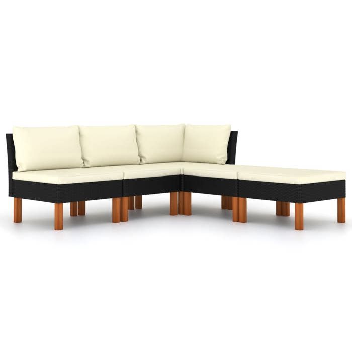 “Winter SaleTOP meuble dextérieur arrière-cour terrasse Noir - Salon de jardin 5 pcs avec coussins Résine tressée Noir PRO13581