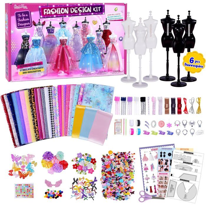 Kit de Création de Mode 1000+Pcs - 6 Mannequins pour Filles Loisirs Créatifs