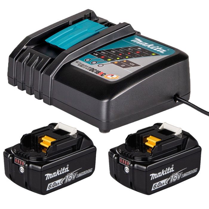 MAKITA Pack de 2 Batteries Li Ion 18V 6Ah BL1860B + Chargeur simple DC18RC - vue 2